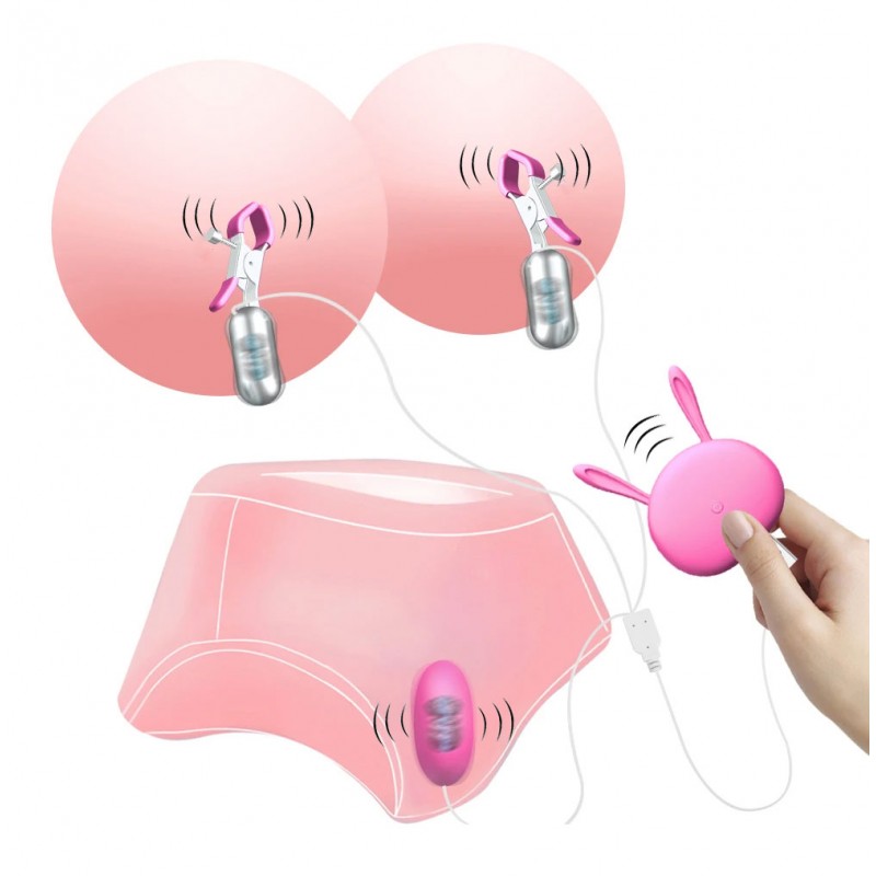 Calypso Vibrating Nipple Clamps & Egg Vibrator