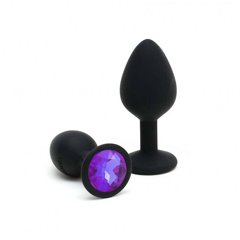 Adora Black Jewel Silicone Butt Plug - Violet - Small