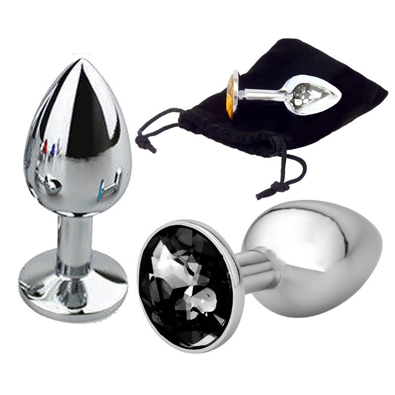 Adora Silver Jewel Princess Butt Plug - Black - Large