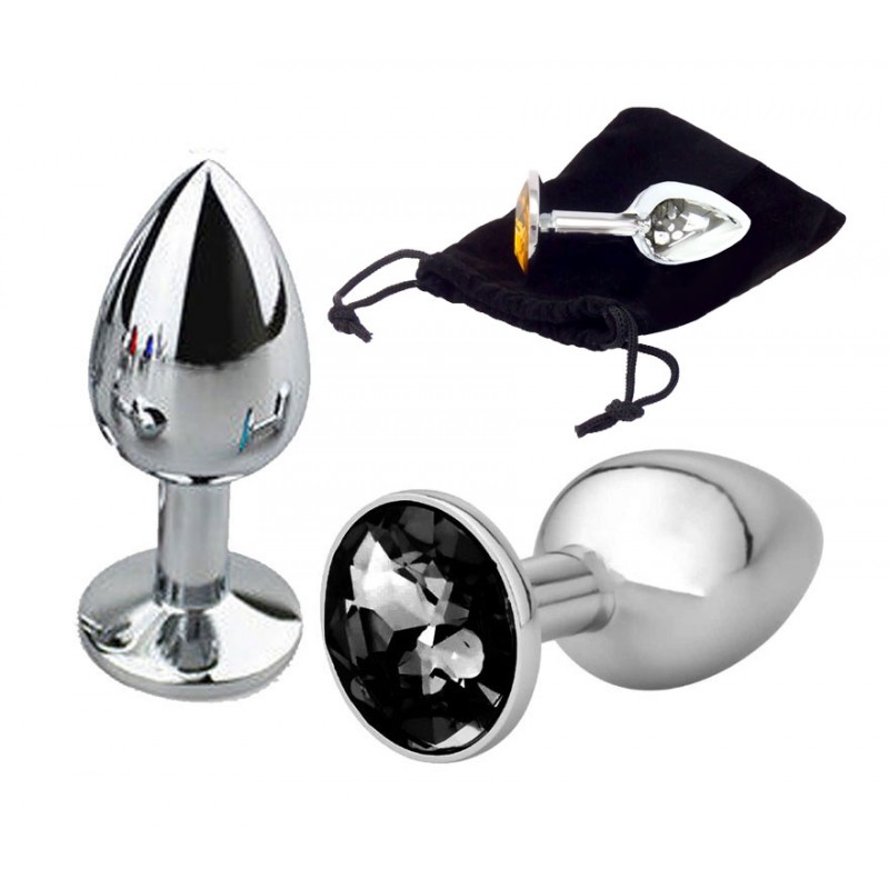 Adora Silver Jewel Princess Butt Plug - Black - Medium