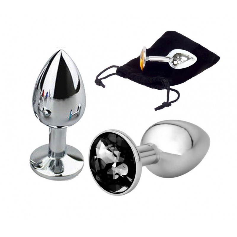 Adora Silver Jewel Princess Butt Plug - Black - Small