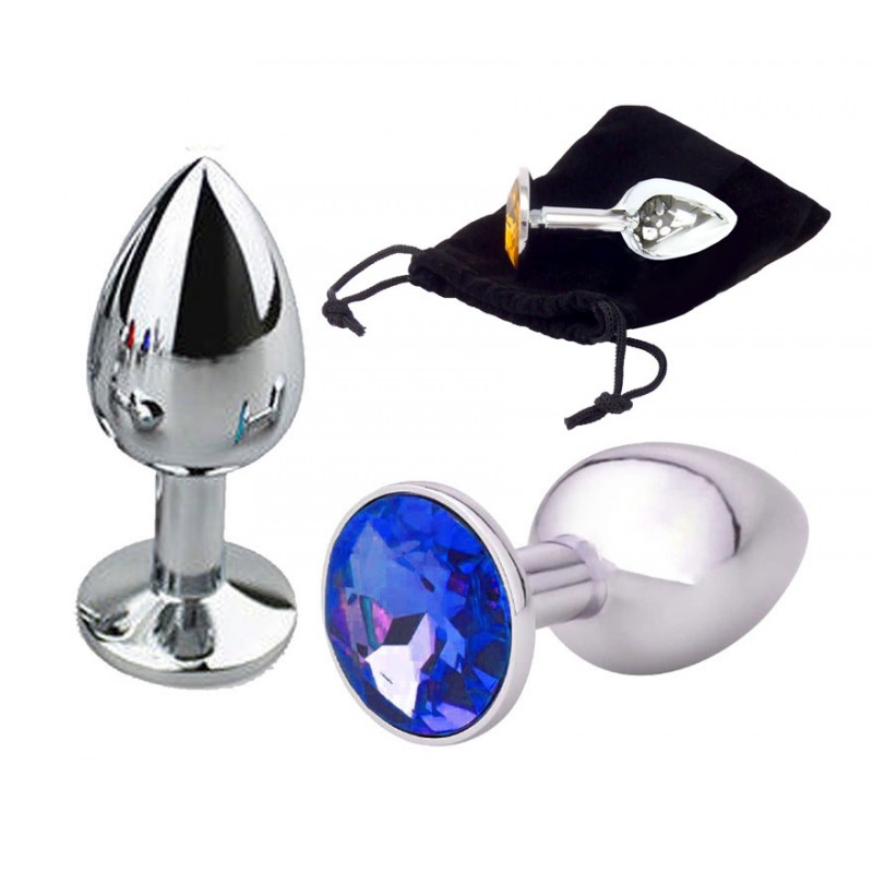 Adora Silver Jewel Princess Butt Plug - Dark Blue - Medium