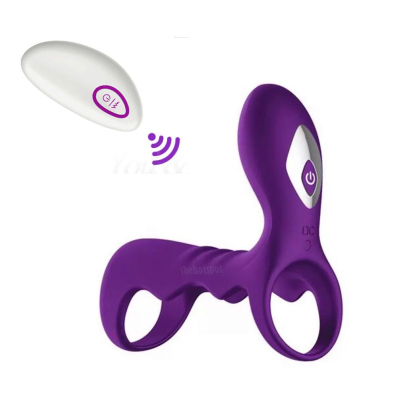 Totem Warrior Remote Control Vibrating Cock Ring - Purple