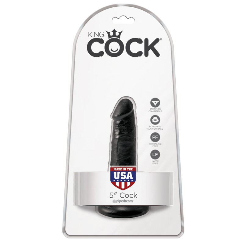 King Cock 5 inch Solid Dildo - Black 