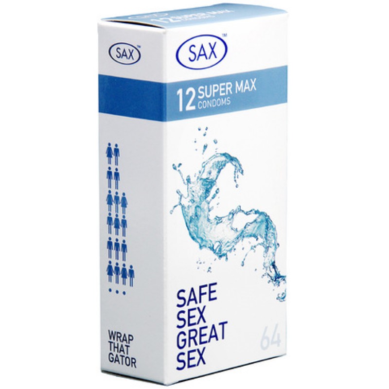 Sax Super Max Extra Large Condoms with Lubricant - Box 12