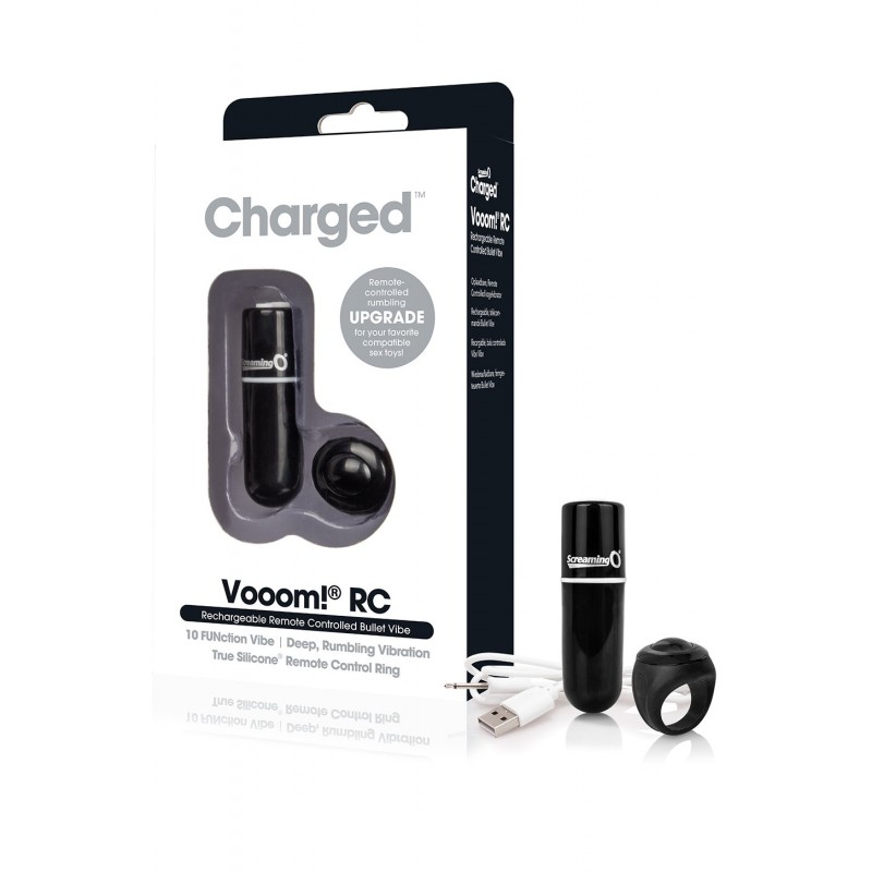 Charged Vooom Remote Control Mini Vibe Bullet - Black