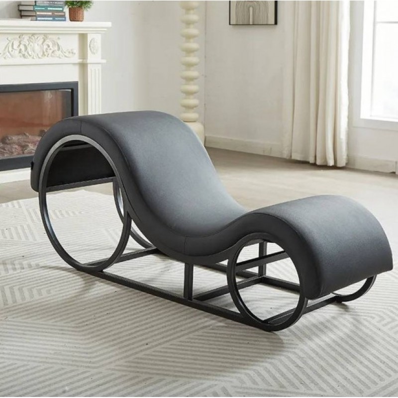 Kama Sutra Mebon Chaise Love Lounge Black with Metal Frame