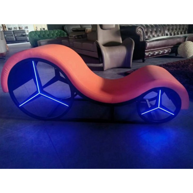 Kama Sutra Mebon Chaise Love Lounge Orange with Metal Frame and LED