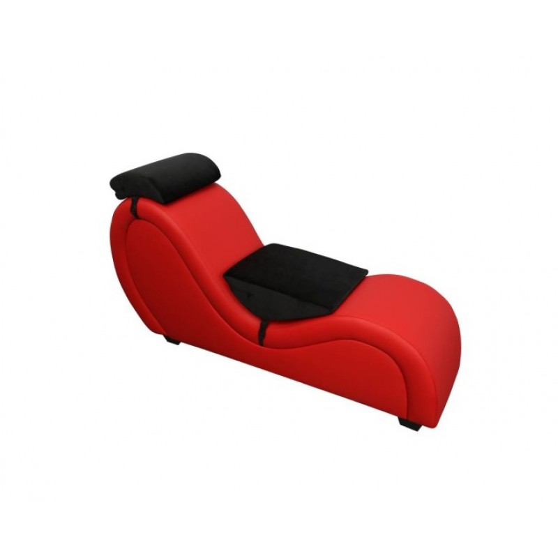 Kama Sutra Mebon Chaise Love Lounge Red with Black Pillows