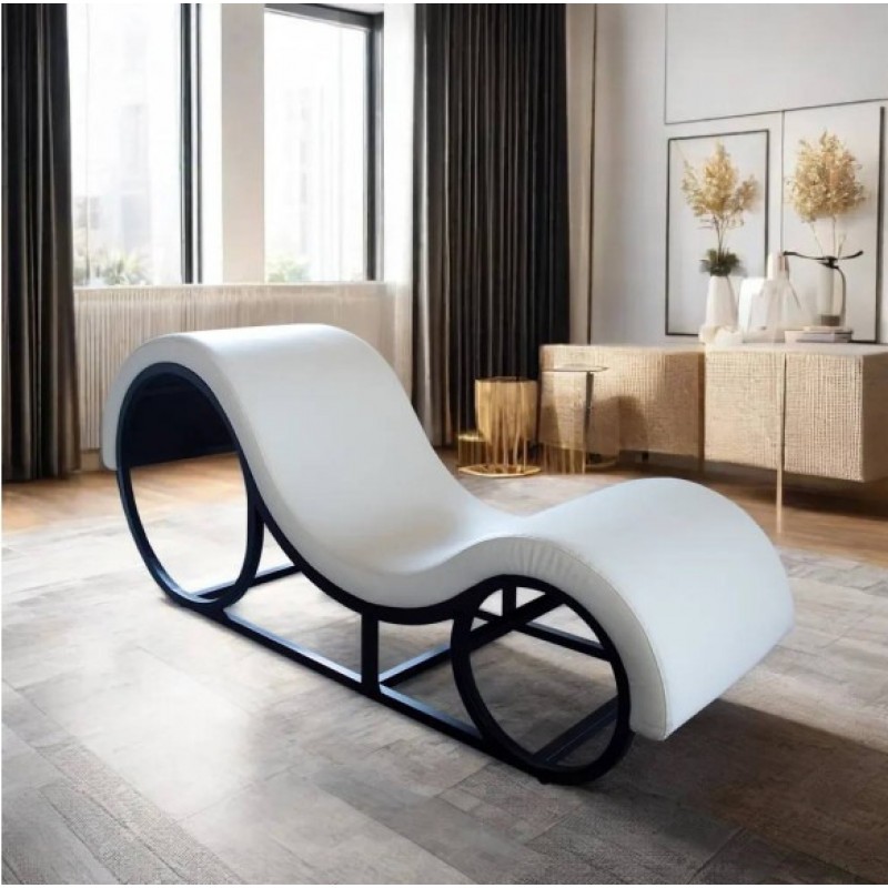 Kama Sutra Mebon Chaise Love Lounge White with Metal Frame