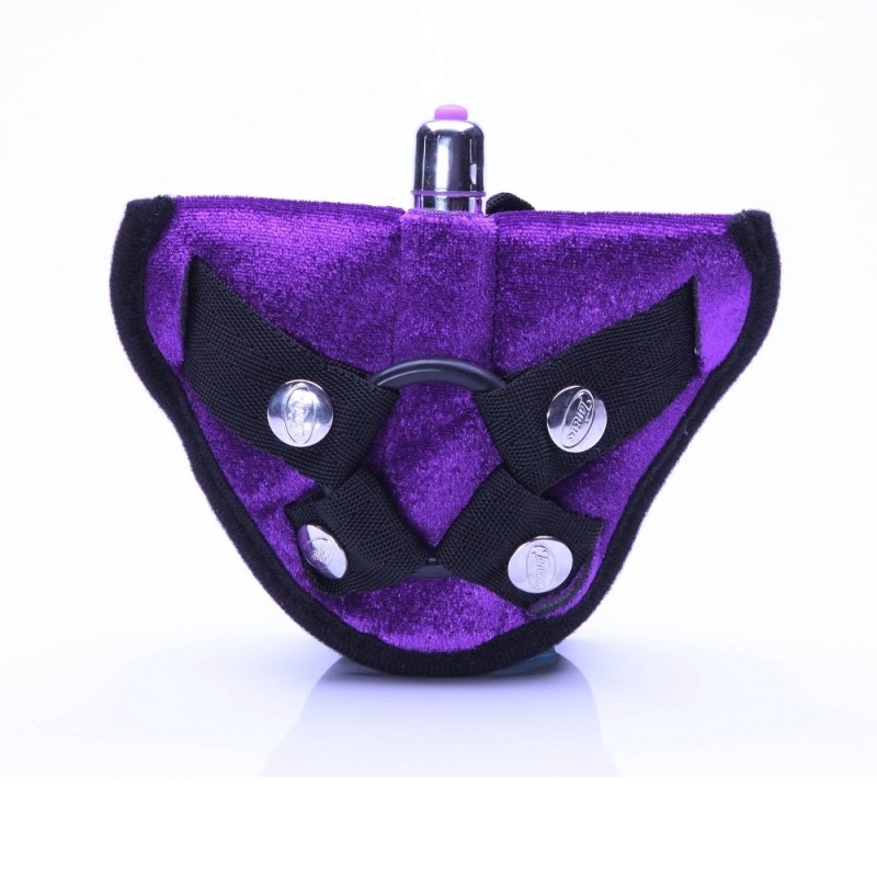 Tantus Vibrating Velvet Harness - Purple