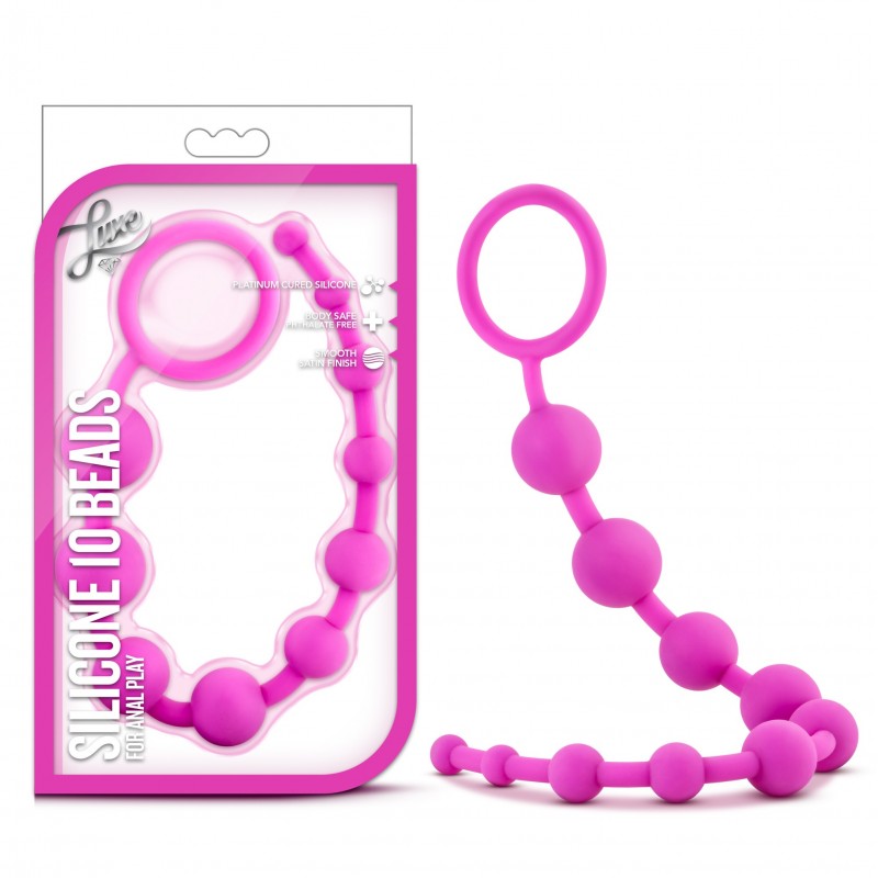 Luxe Silicone 10 Beads for Anal Play - Pink