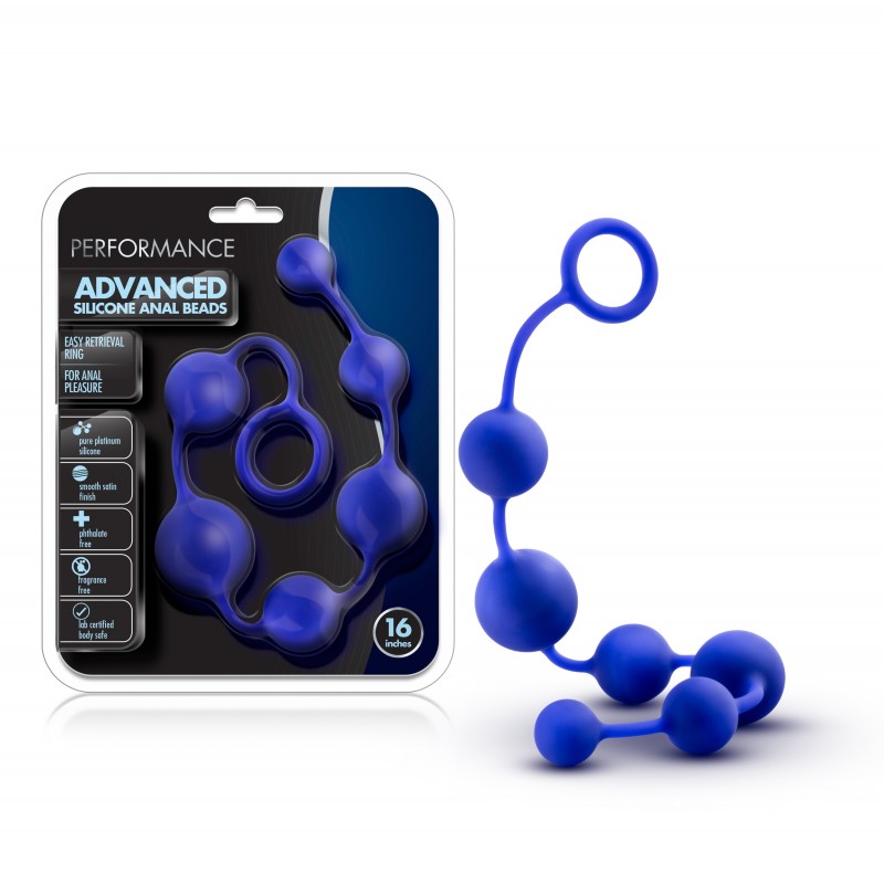 Performance 16'' Silicone Anal Beads - Blue