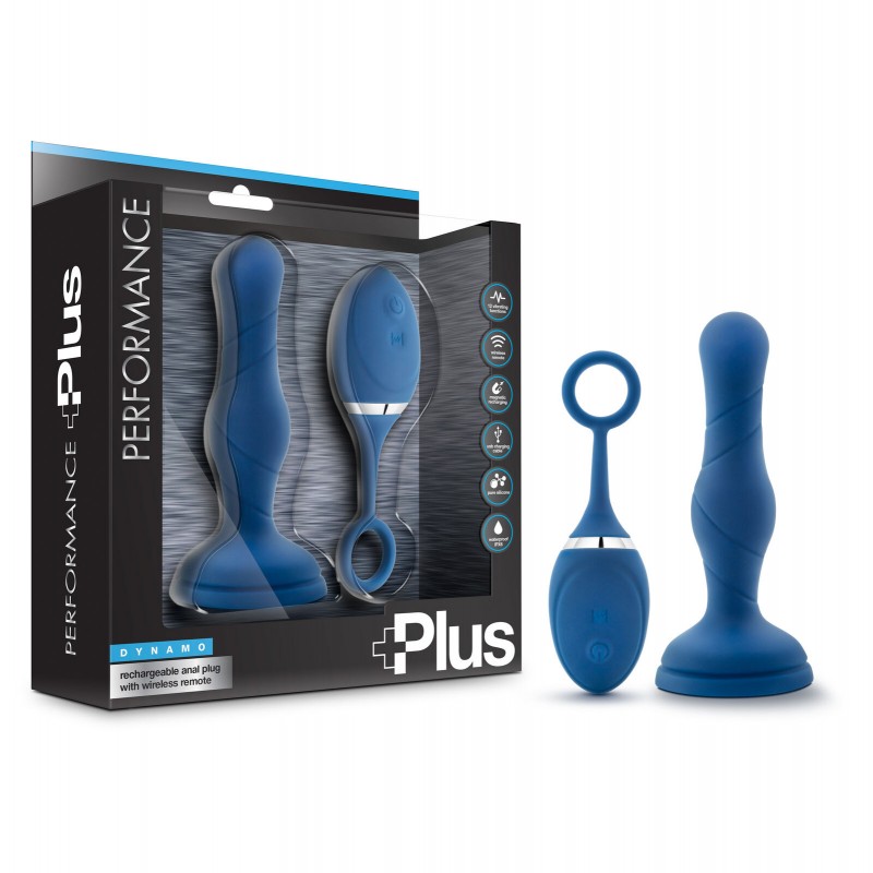 Performance Plus Dynamo  Anal Plug with Wireless Remote - Blue