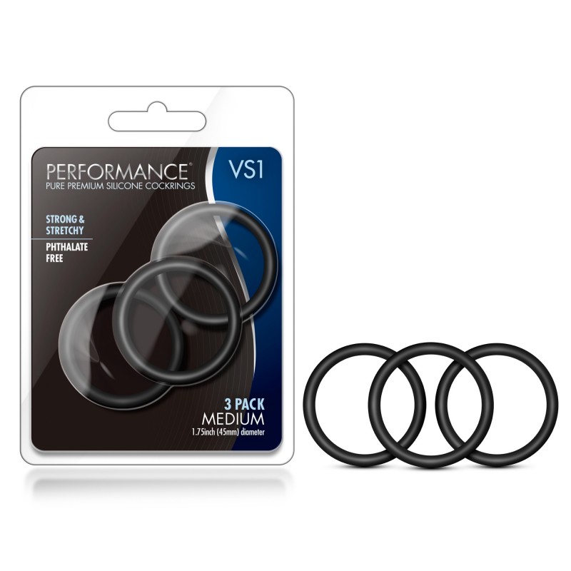 Performance VS1 Medium Silicone Cock Rings - Black