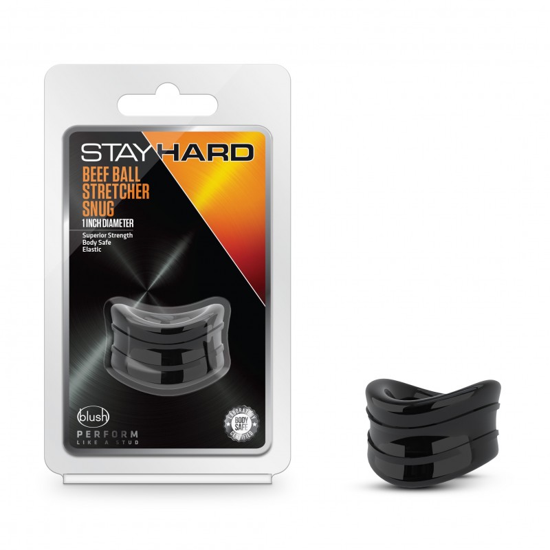 Stay Hard Beef Ball Stretcher - 1 Inch Black