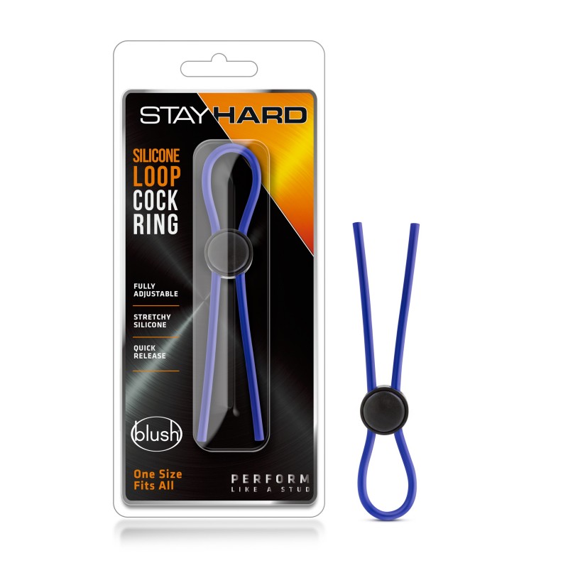 Stay Hard Silicone Single Loop Cock Ring - Blue