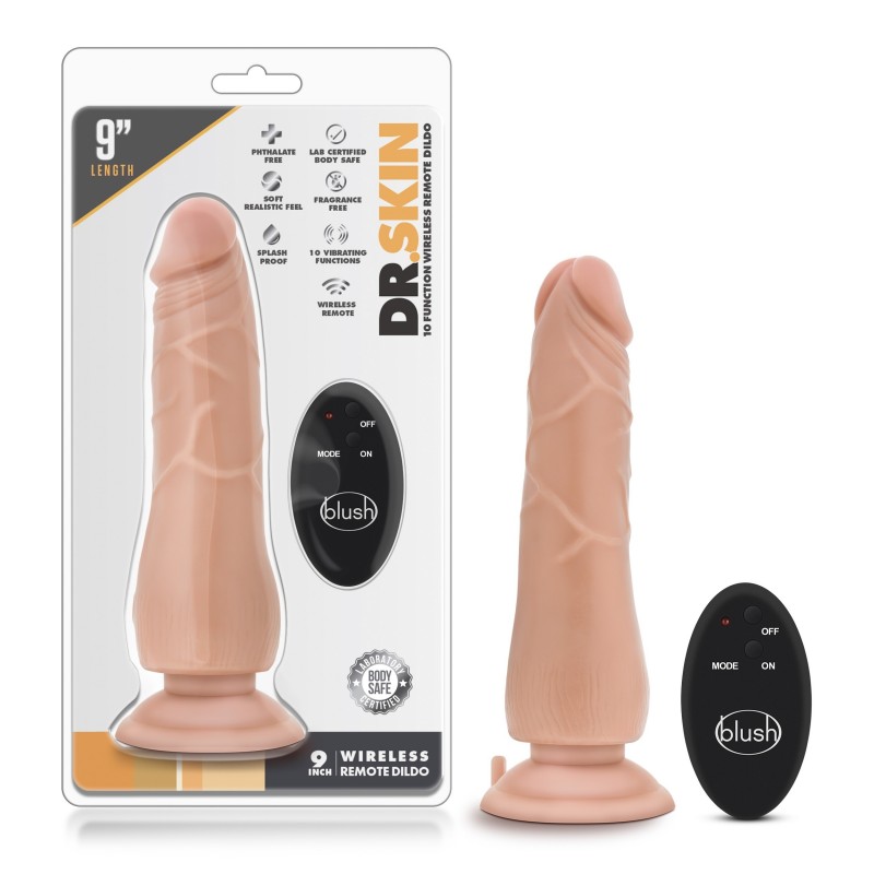 Dr. Skin - Wireless Remote 9'' Dildo - Flesh