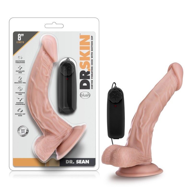 Dr. Skin - Dr. Sean - 8 Inch Vibrating Cock With Suction Cup - Flesh