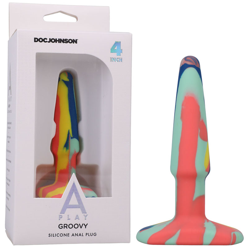 A-Play Groovy Silicone Anal Plug 4 inch - Sunrise