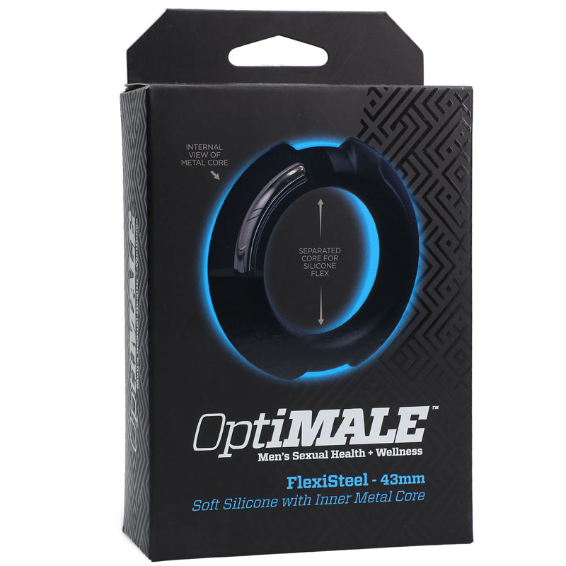 OptiMALE FlexiSteel Cock Ring - Black 43mm