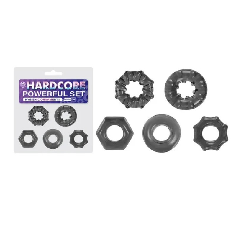 Hardcore Powerful Set Cock Rings 30A - Set of 5