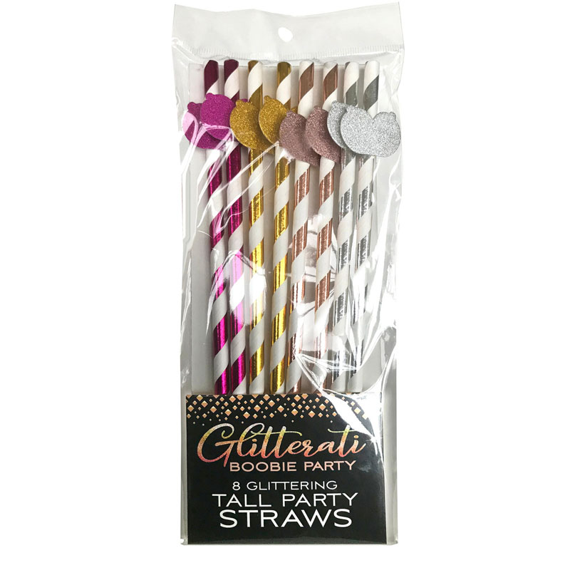 Glitterati Boobie Tall Party Straws