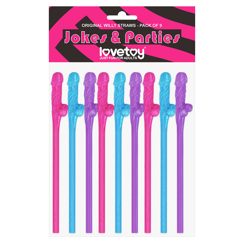 Jokes & Parties Original Willy Straws - Coloured Set of 9