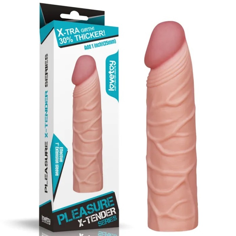 Pleasure X-Tender 1'' Extension Sleeve - Flesh