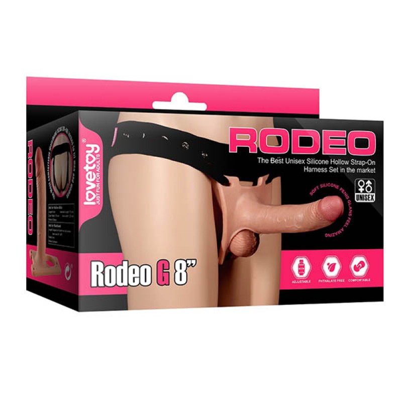 Lovetoy Rodeo Hollow G 8'' Strap-On - Flesh 