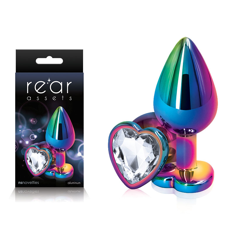 Rear Assets Multicoloured Butt Plug - Medium (Heart Clear Gem)