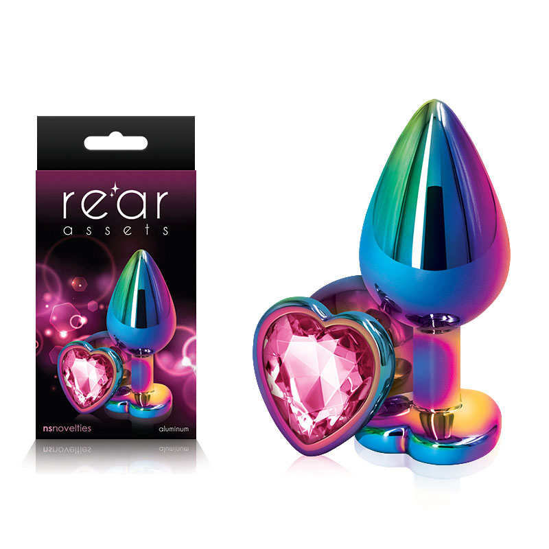 Rear Assets Multicoloured Butt Plug - Medium (Heart Pink Gem)