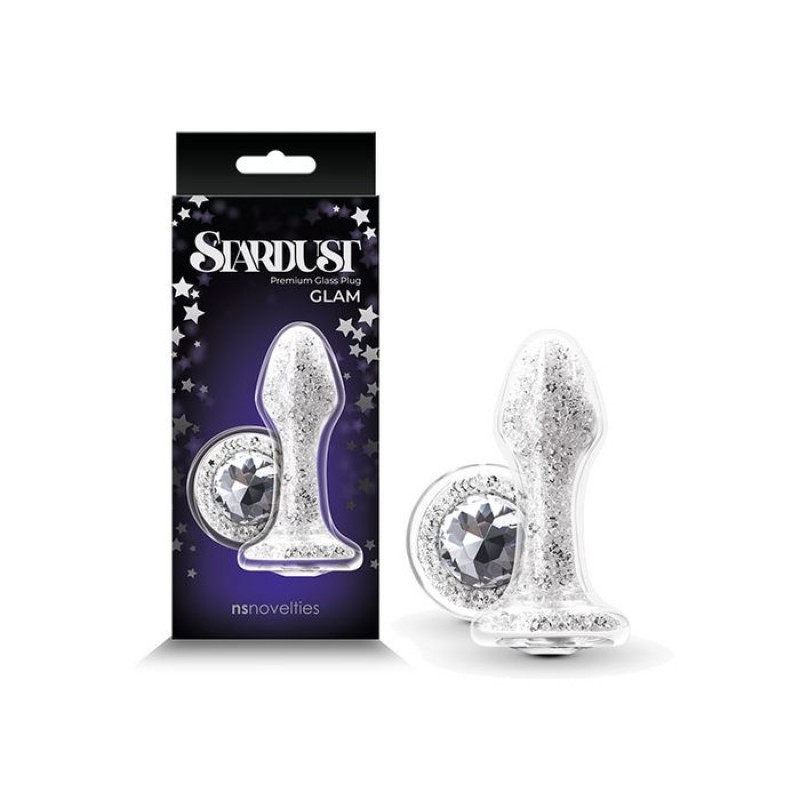 Stardust Glam Glass Butt Plug - White