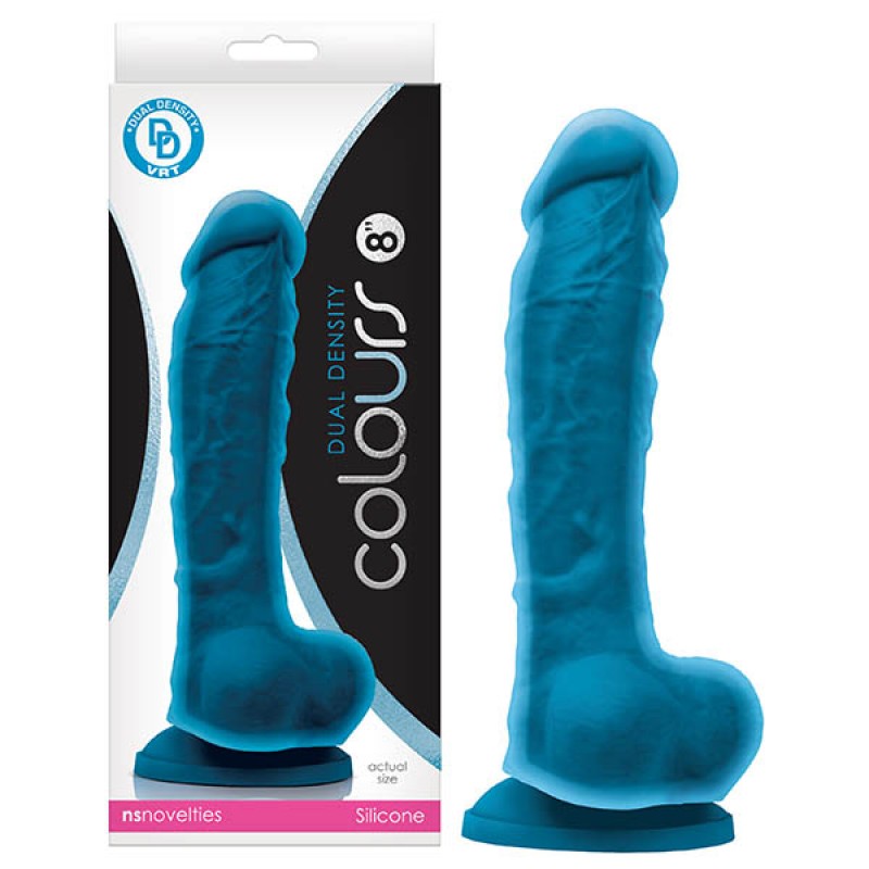 Colours Dual Density 8-inch Dildo - Blue