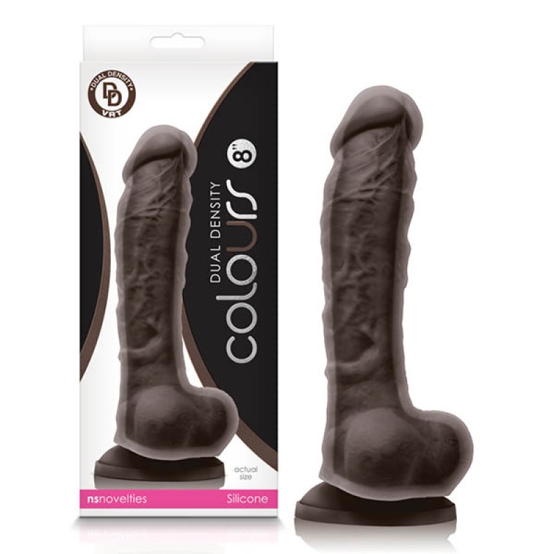 Colours Dual Density 8-inch Dildo - Dark Brown