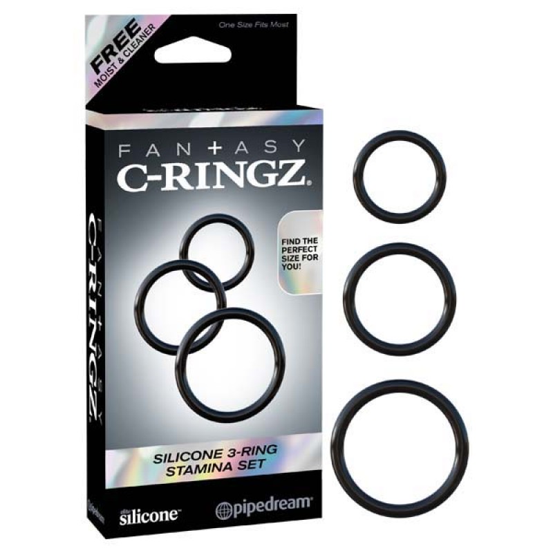 Fantasy C-Ringz Silicone 3-Ring Stamina Set - Black