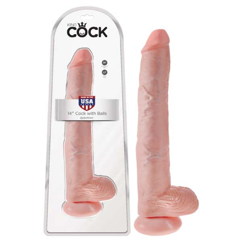 King Cock 14'' Dildo with Balls - Flesh