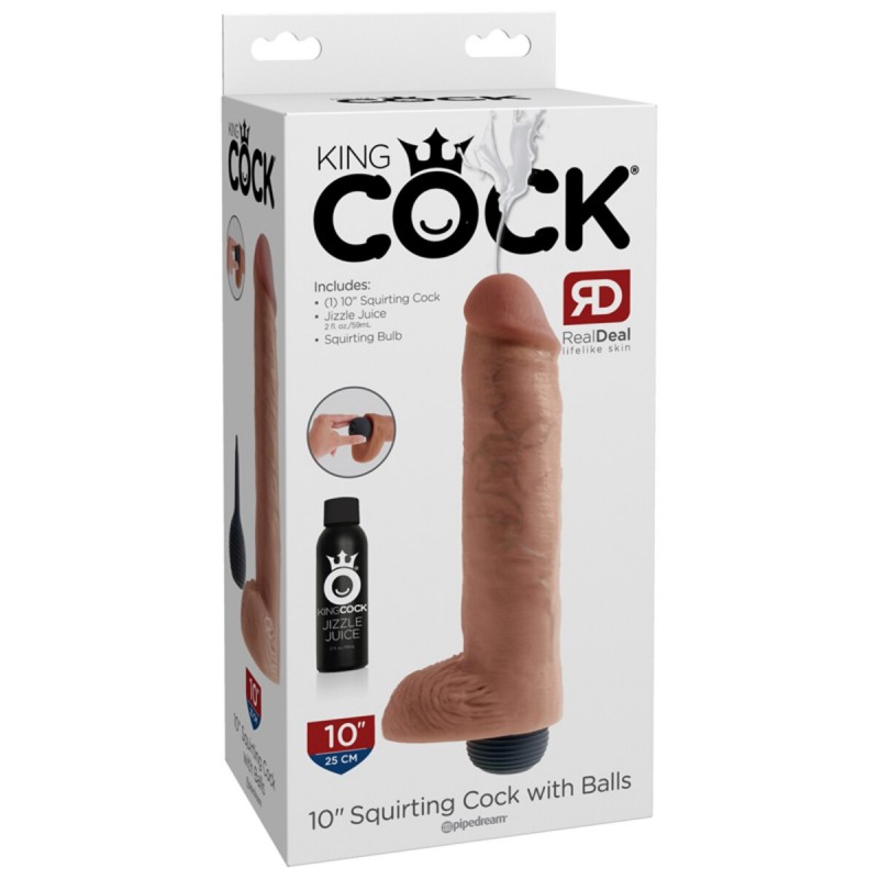 King Cock 10 inch Squirting Dildo with Balls - Flesh