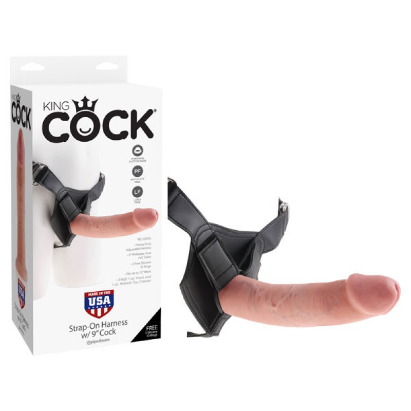 King Cock Strap-On Harness With 9" Realistic Dong