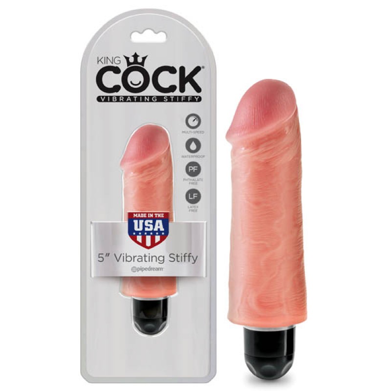 King Cock 5'' Vibrating Stiffy Dildo - Flesh