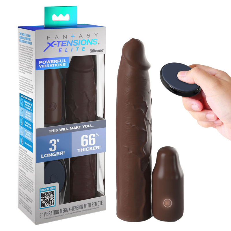 Fantasy X-Tensions Elite Vibrating Mega X-tension with Remote - Brown