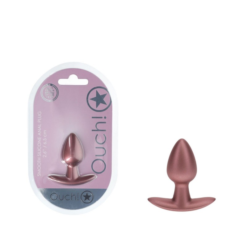 OUCH! Smooth Silicone Anal Plug Small - Rose Gold