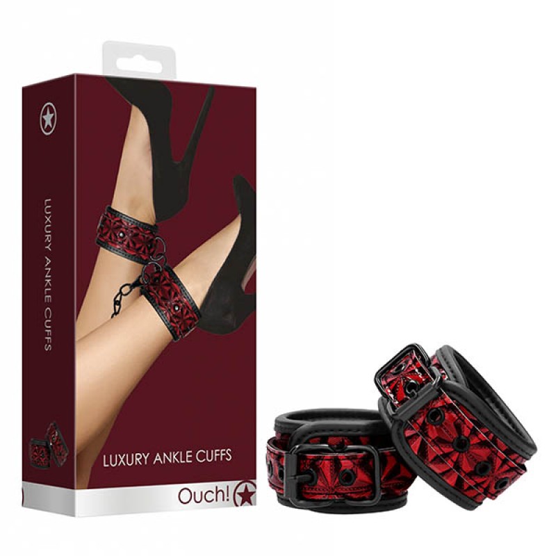 Ouch! Luxury Ankle Cuffs - Burgundy