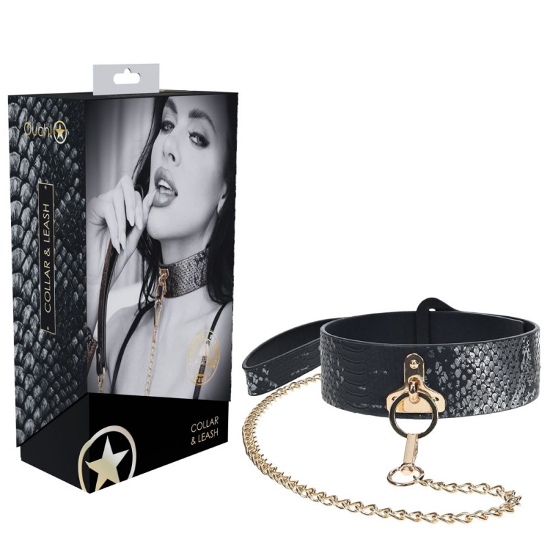 Ouch! Florence Black Collection - Collar with Leash