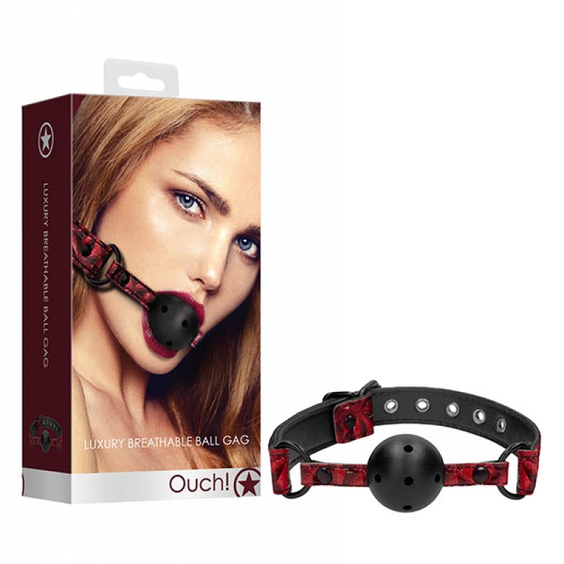 Ouch! Luxury Breathable Ball Gag - Burgundy