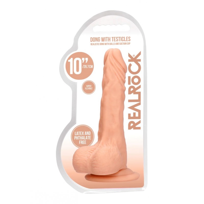 RealRock 10'' Realistic Dildo with Balls - Flesh