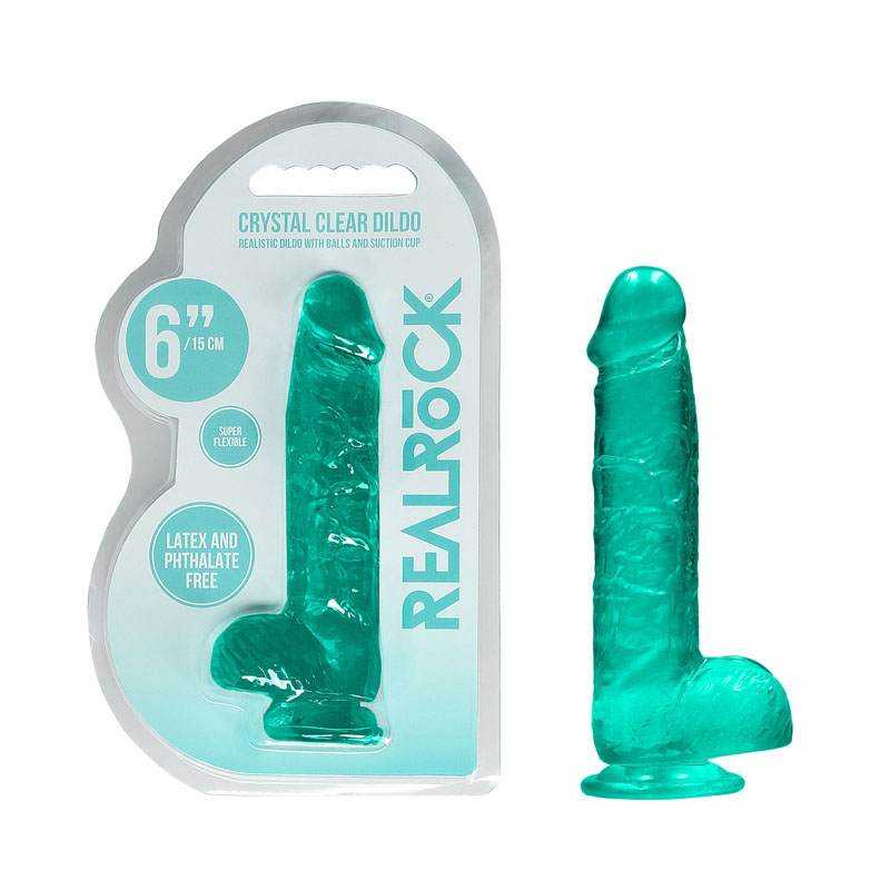 RealRock 6'' Realistic Dildo with Balls - Turquoise