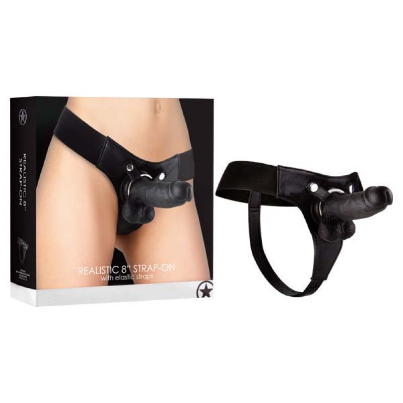 Realistic 8 Inch Strap-On in Black