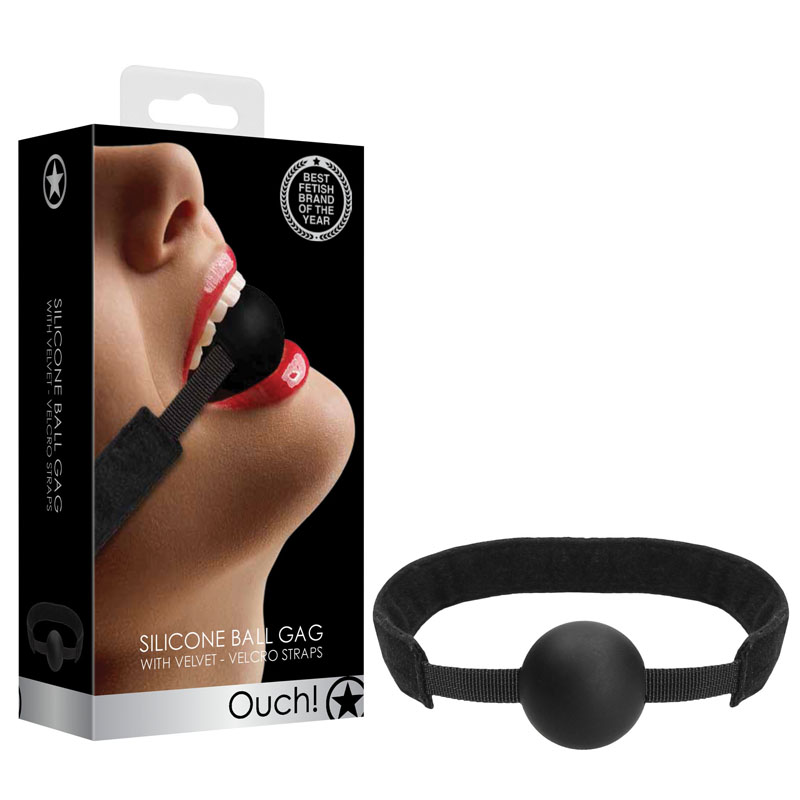 Ouch! Velvet & Velcro Adjustable Silicone Ball Gag