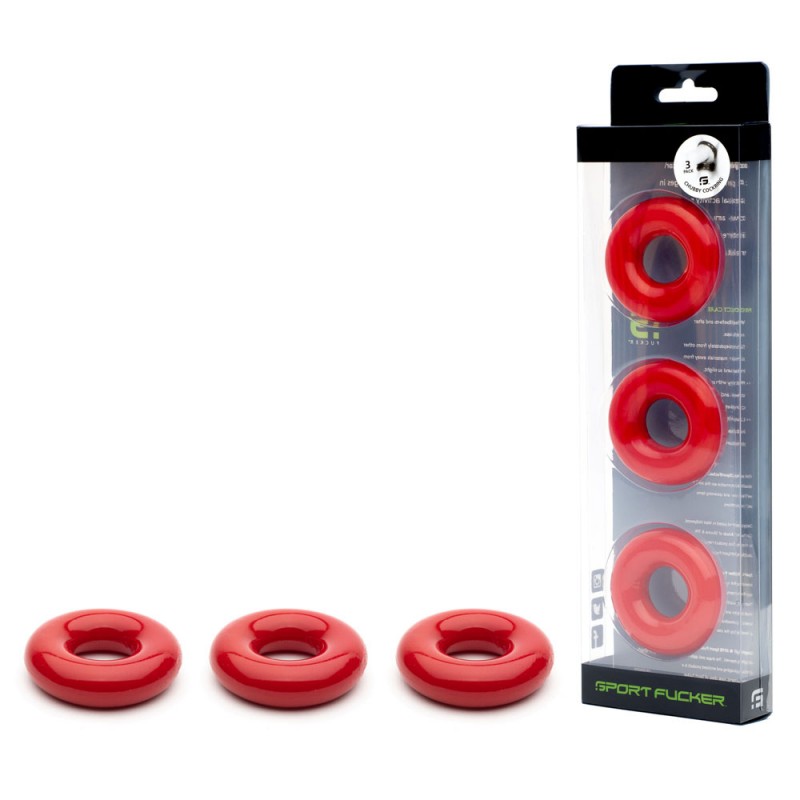 Sport Fucker Rubber Cockrings - Red